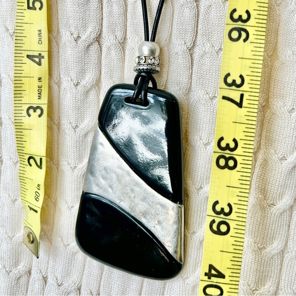 Chico's Black & Silver Abstract Pendant Necklace - Picture 5 of 5